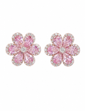 Pink Sapphire Flower Stud Earrings
